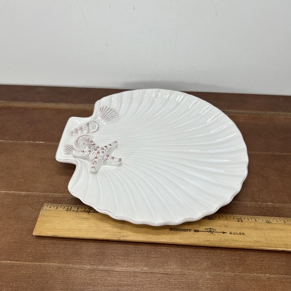 Coastal Home‎ Cape Coral Sea Shell Shape Nautical 7.5" Trinket Dish Plate - Picture 3 of 4